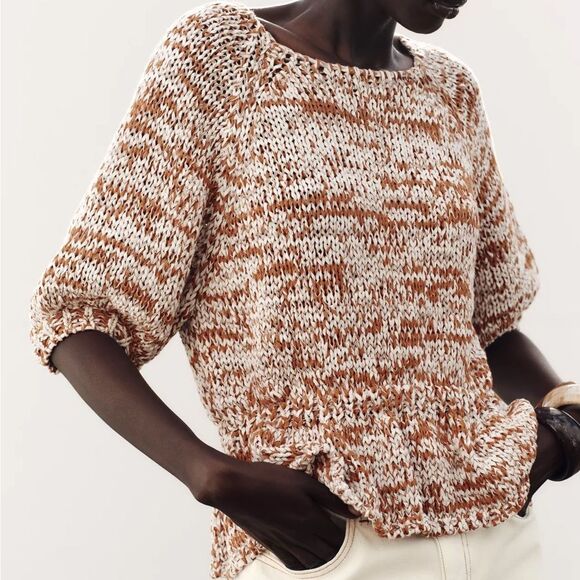 ZARA COMBINATION KNIT PEPLUM TOP - Picture 1 of 7